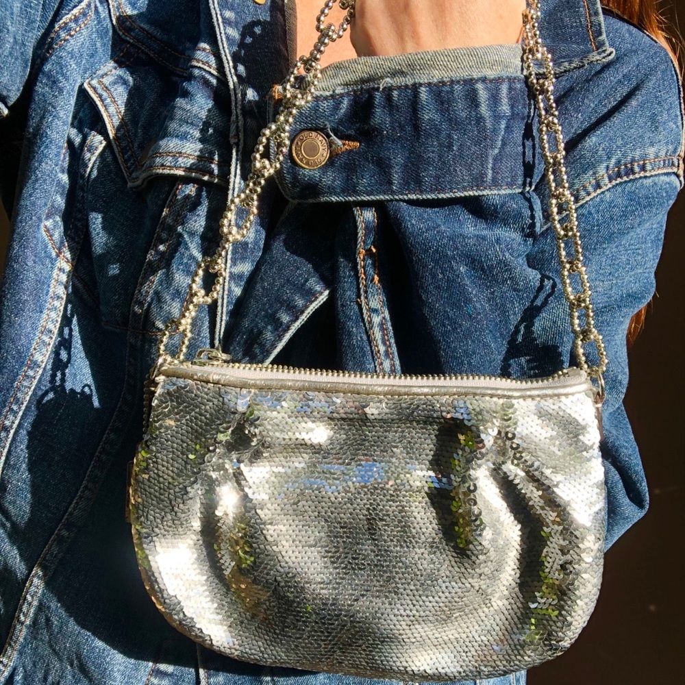 Coach Poppy Silver Sequin Handbag